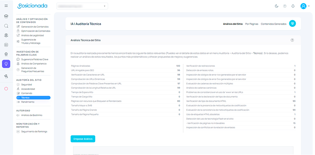 Auditoría técnica de una web con IA